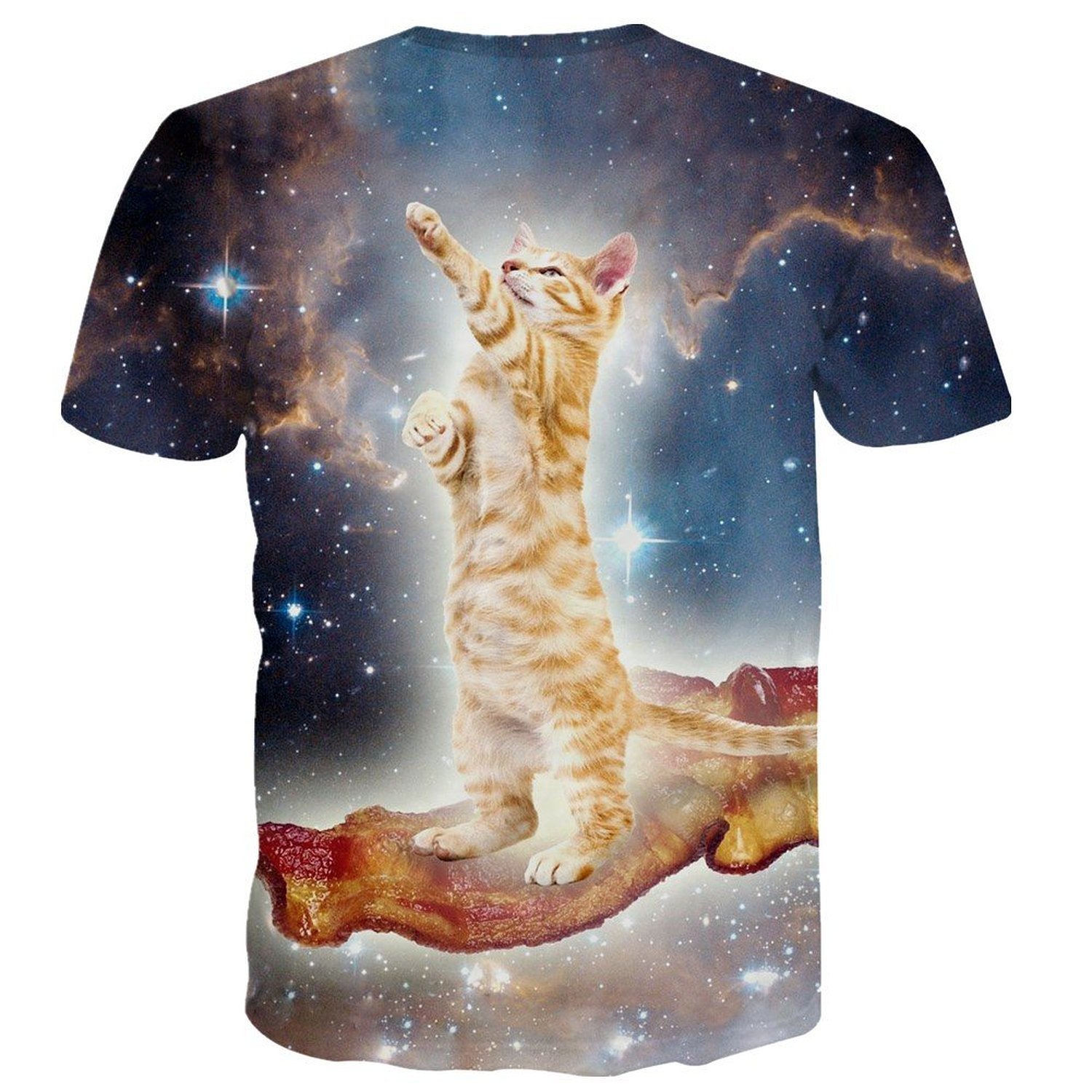 絶対にウケるtシャツを紹介 宇宙に浮かぶベーコンに乗る猫